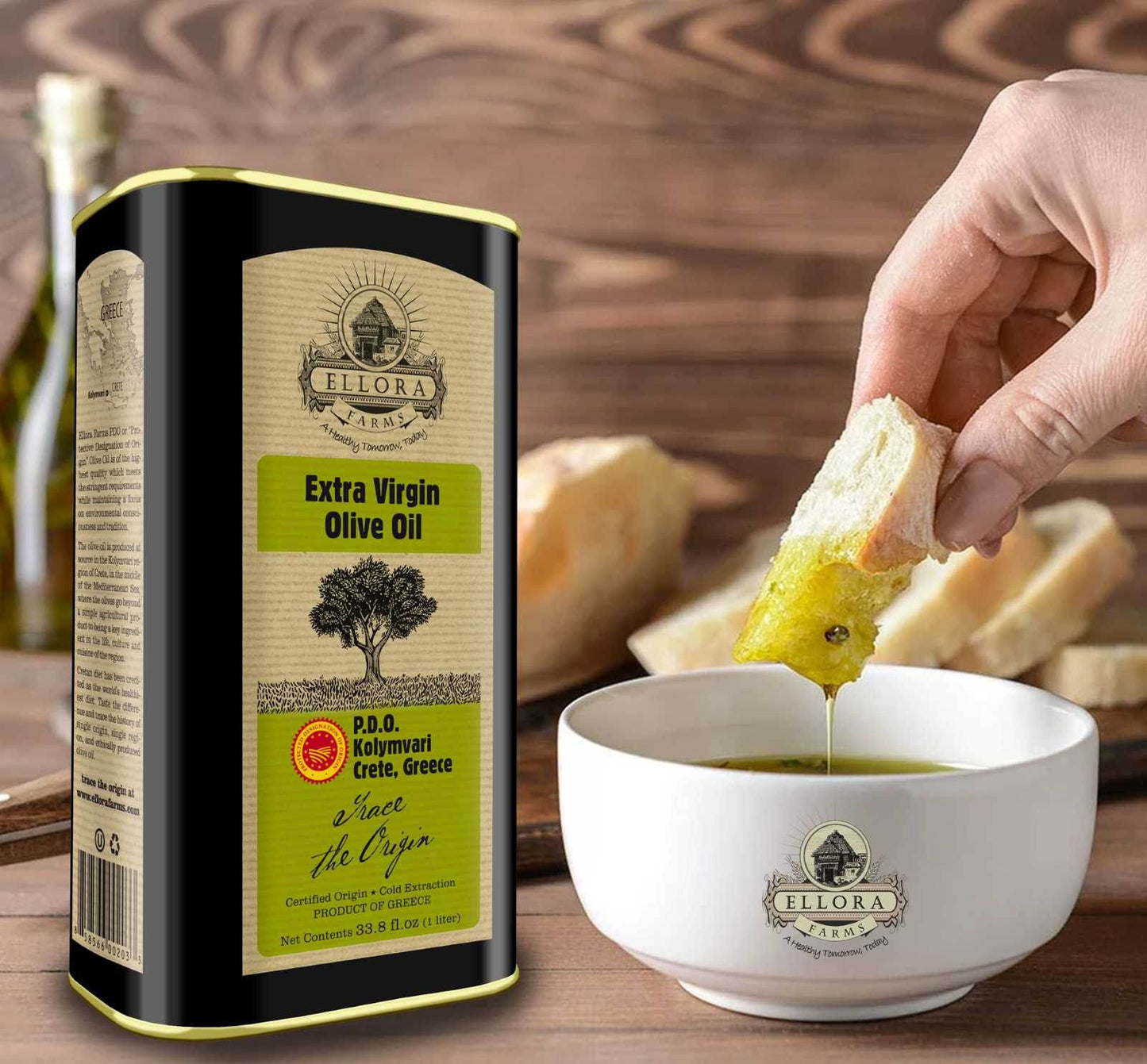 Aleta Organic & Ellora PDO Single Estate Extra Virgin Greek Olive Oil, 1 Ltr Tin, 33.8 oz. Combo - Aleta Farms