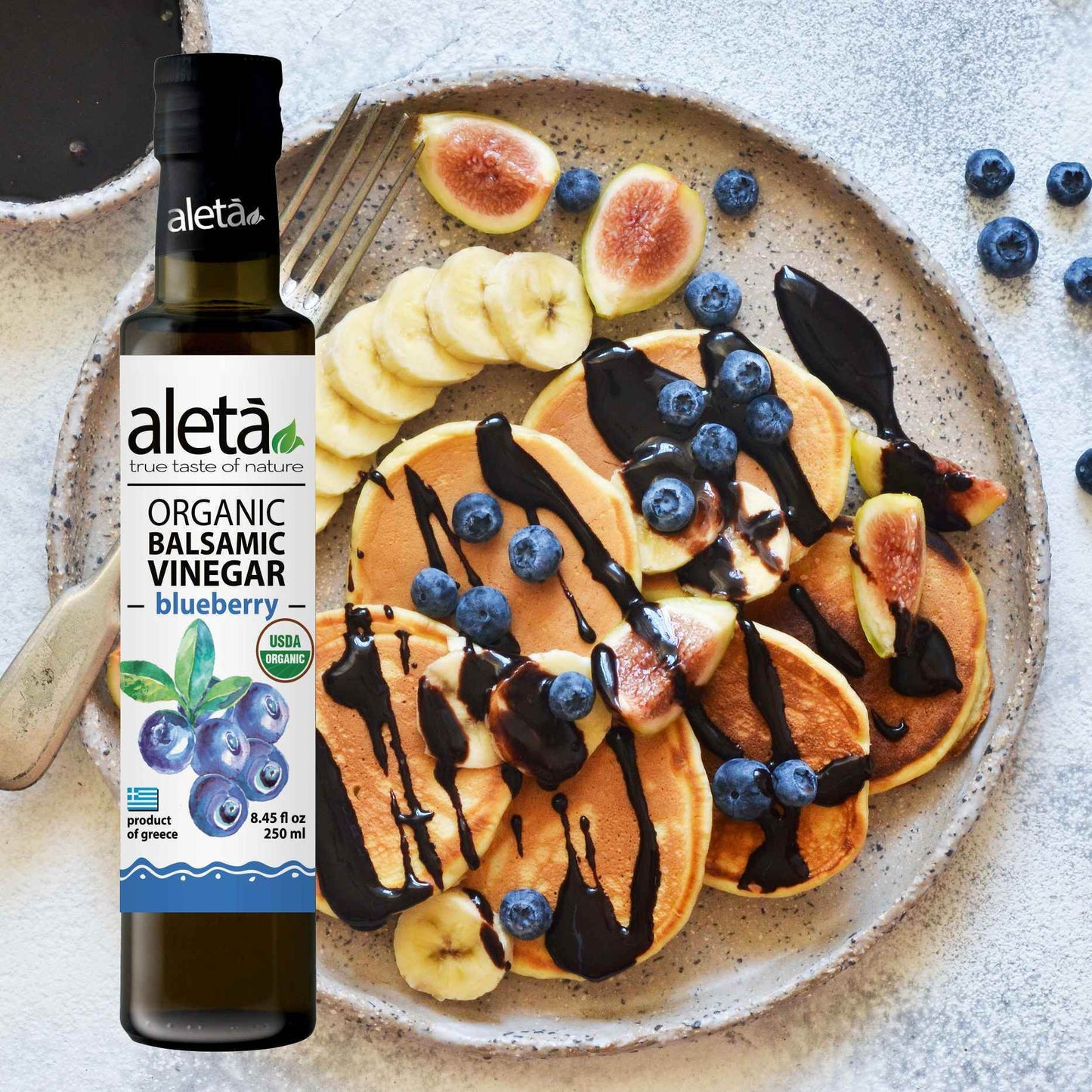 Aleta Organic, Infused Balsamic Vinegar, Mango & Blueberry Pack, Glass Bottle, 8.45 oz., Pack of 2 - Aleta Farms