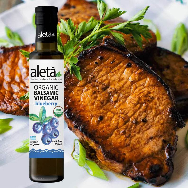 Aleta Organic, Blueberry Infused Balsamic Vinegar, Glass Bottle, 8.45 oz. - Aleta Farms