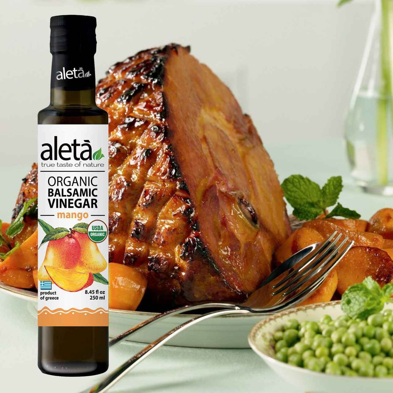 Aleta Organic, Mango Infused Balsamic Vinegar, Glass Bottle, 8.45 oz. - Aleta Farms