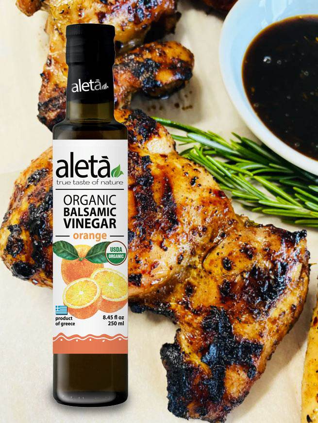 Aleta Organic, Orange Infused Balsamic Vinegar, Glass Bottle, 8.45 oz. - Aleta Farms