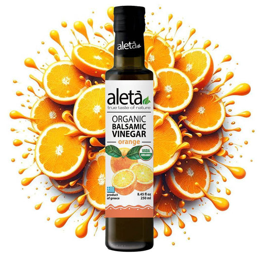 Aleta Organic, Infused Balsamic Vinegar, Orange & Fig Pack, Glass Bottle, 8.45 oz., Pack of 2 - Aleta Farms