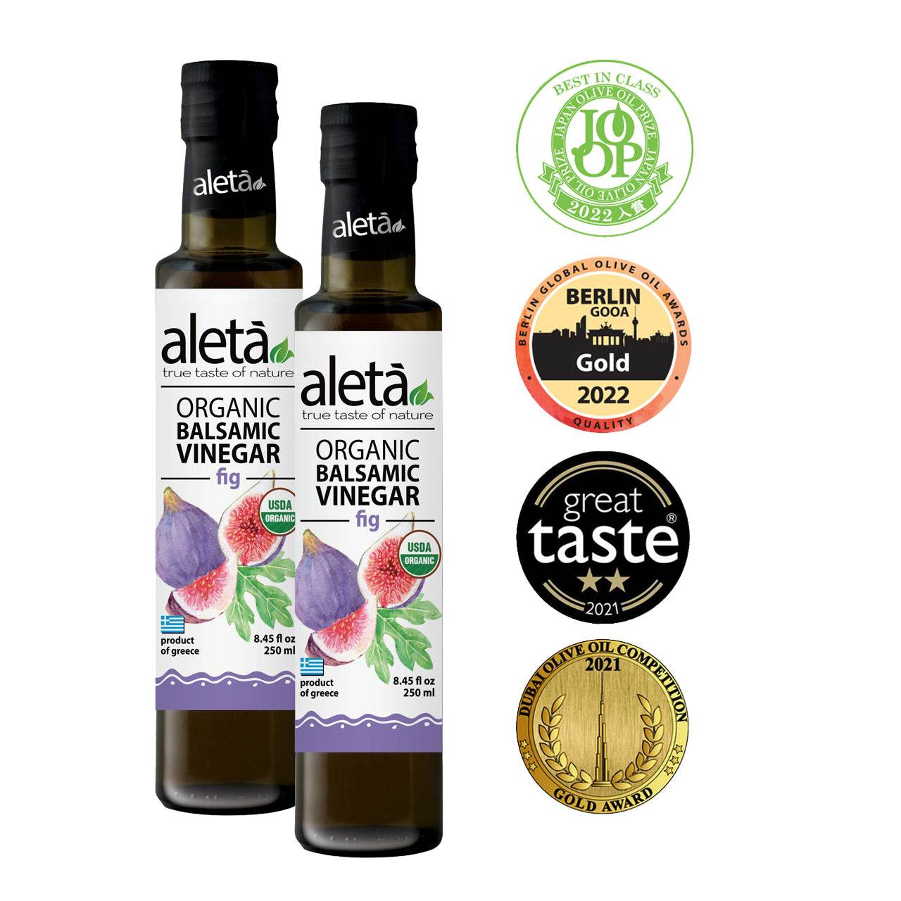 Aleta Organic, Fig Infused Balsamic Vinegar, Glass Bottle, 8.45 oz. - Aleta Farms