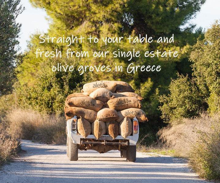Aleta Organic & PDO Single Estate Traceable Extra Virgin Greek Olive Oil, 1 Ltr Tin, 33.8 oz. Pack of 4 - Aleta Farms