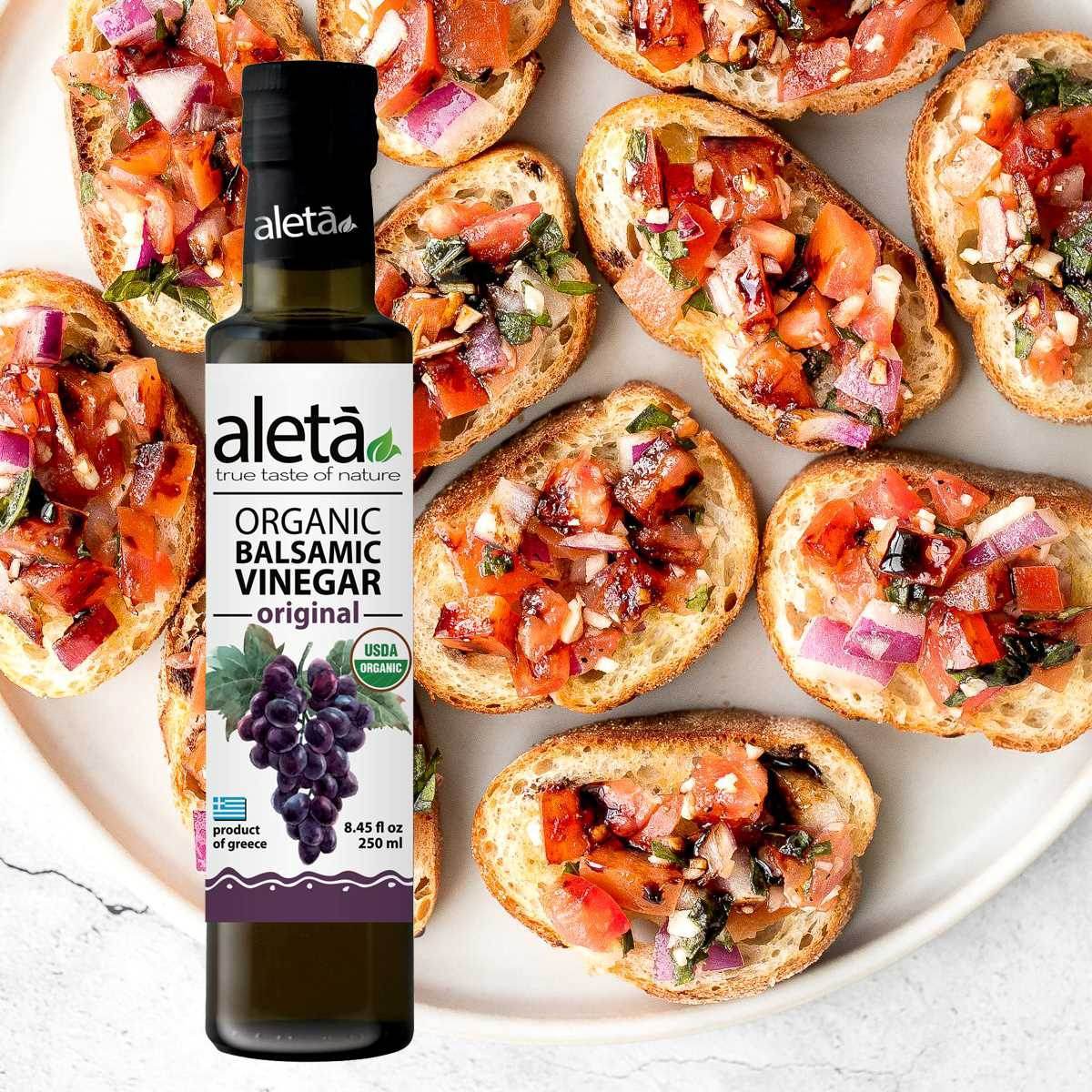 Aleta Organic, Infused Balsamic Vinegar, Plain & Mango Pack, Glass Bottle, 8.45 oz., Pack of 2 - Aleta Farms
