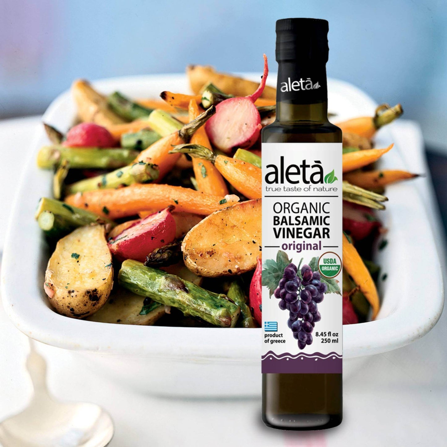 Aleta Organic, Infused Balsamic Vinegar, Plain & Mango Pack, Glass Bottle, 8.45 oz., Pack of 2 - Aleta Farms