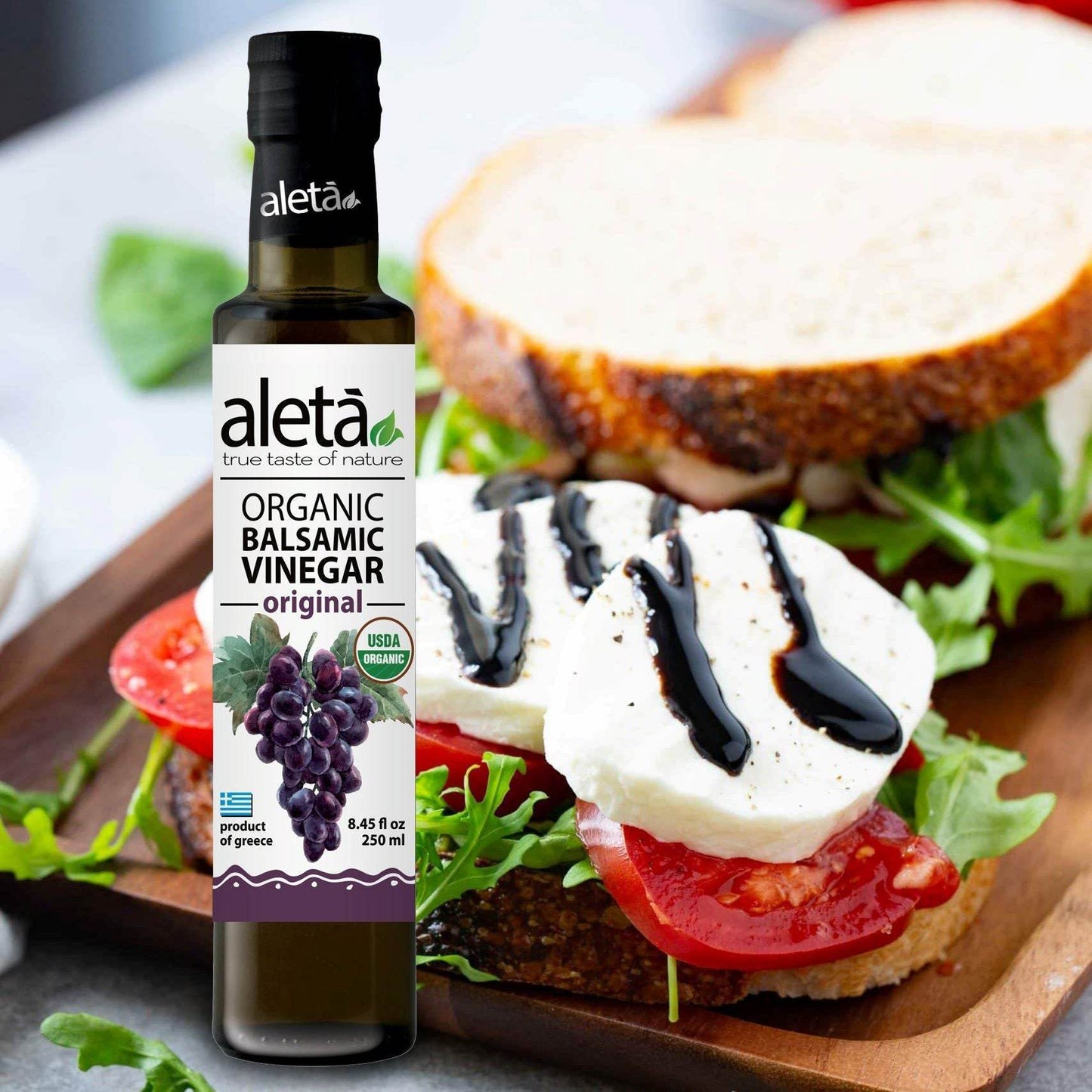 Aleta Organic, Infused Balsamic Vinegar, Plain & Mango Pack, Glass Bottle, 8.45 oz., Pack of 2 - Aleta Farms