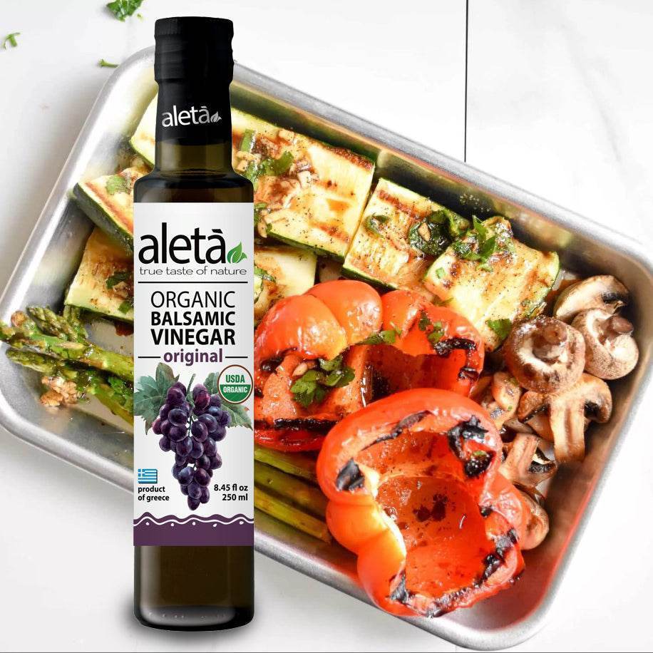 Aleta Organic, Infused Balsamic Vinegar, Plain & Fig Pack, Glass Bottle, 8.45 oz., Pack of 2 - Aleta Farms