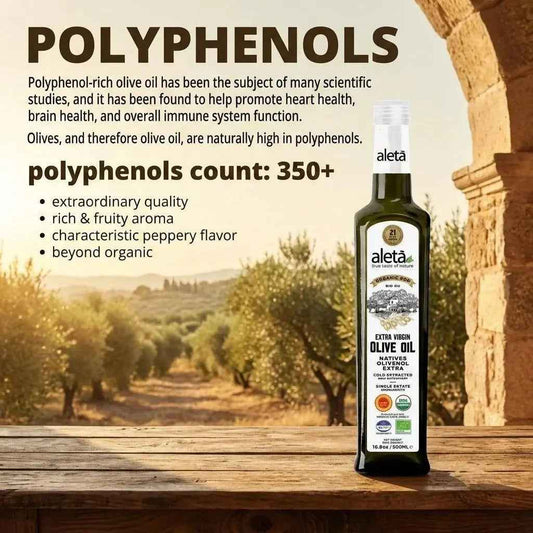 Greek Organic Extra Virgin Olive Oil - Aleta PDO, 2026 Gold Award (Pack of 2)