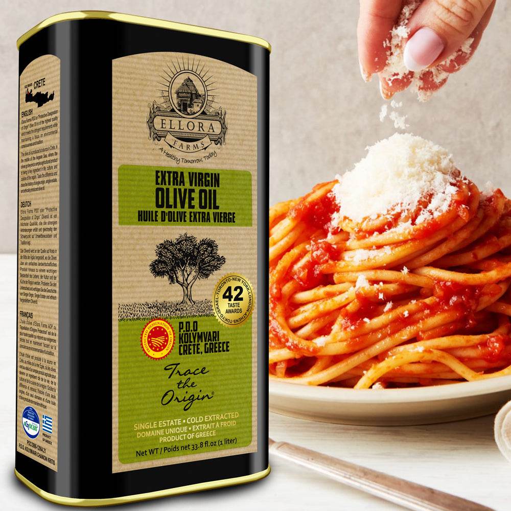 Aleta Organic & Ellora PDO Single Estate Extra Virgin Greek Olive Oil, 1 Ltr Tin, 33.8 oz. Combo - Aleta Farms