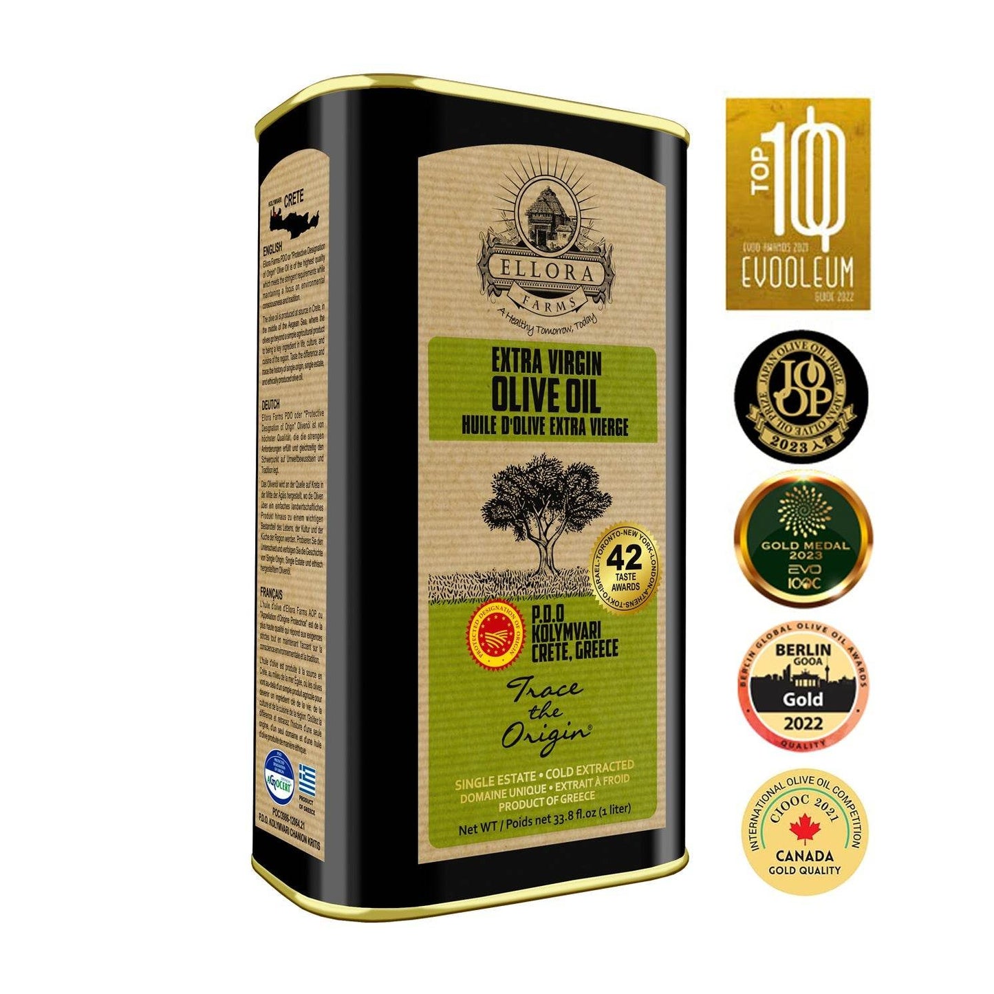 Traceable 2025 Harvest Single Estate Greek Extra Virgin Olive Oil, Kosher & PDO Certified, 33.8 oz. - Aleta Farms