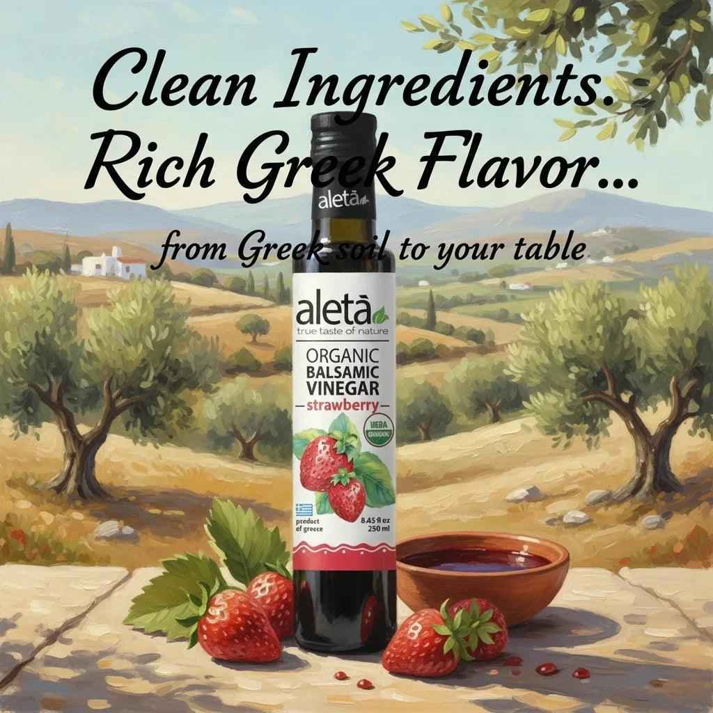 Aleta Organic Infused Balsamic Vinegar - Plain & Strawberry Duo for a Flavorful Twist