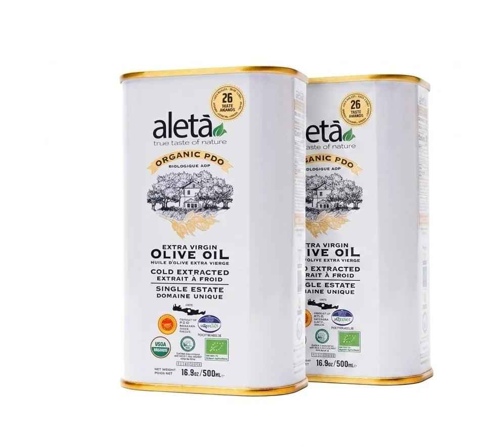 Aleta Organic Extra Virgin Olive Oil - 500ml PDO Single Estate Greek Olive Oil, 2 Pack