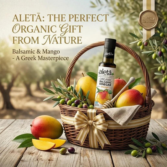 Aleta Organic, Mango Infused Balsamic Vinegar, Glass Bottle, 8.45 oz.