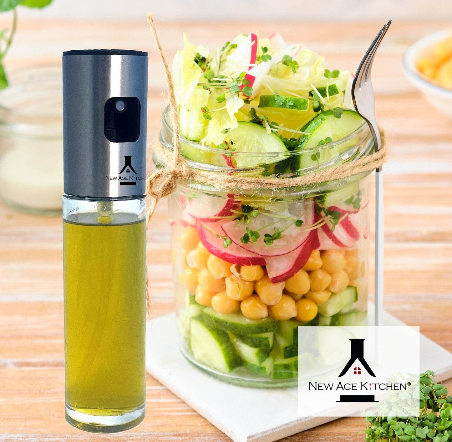 Olive Oil Sprayer and Mister, 100ml Glass Spray Bottle for Salad, BBQ, Baking - Aleta Farms