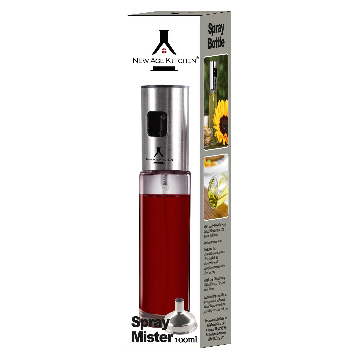 Olive Oil Sprayer and Mister, 100ml Glass Spray Bottle for Salad, BBQ, Baking - Aleta Farms