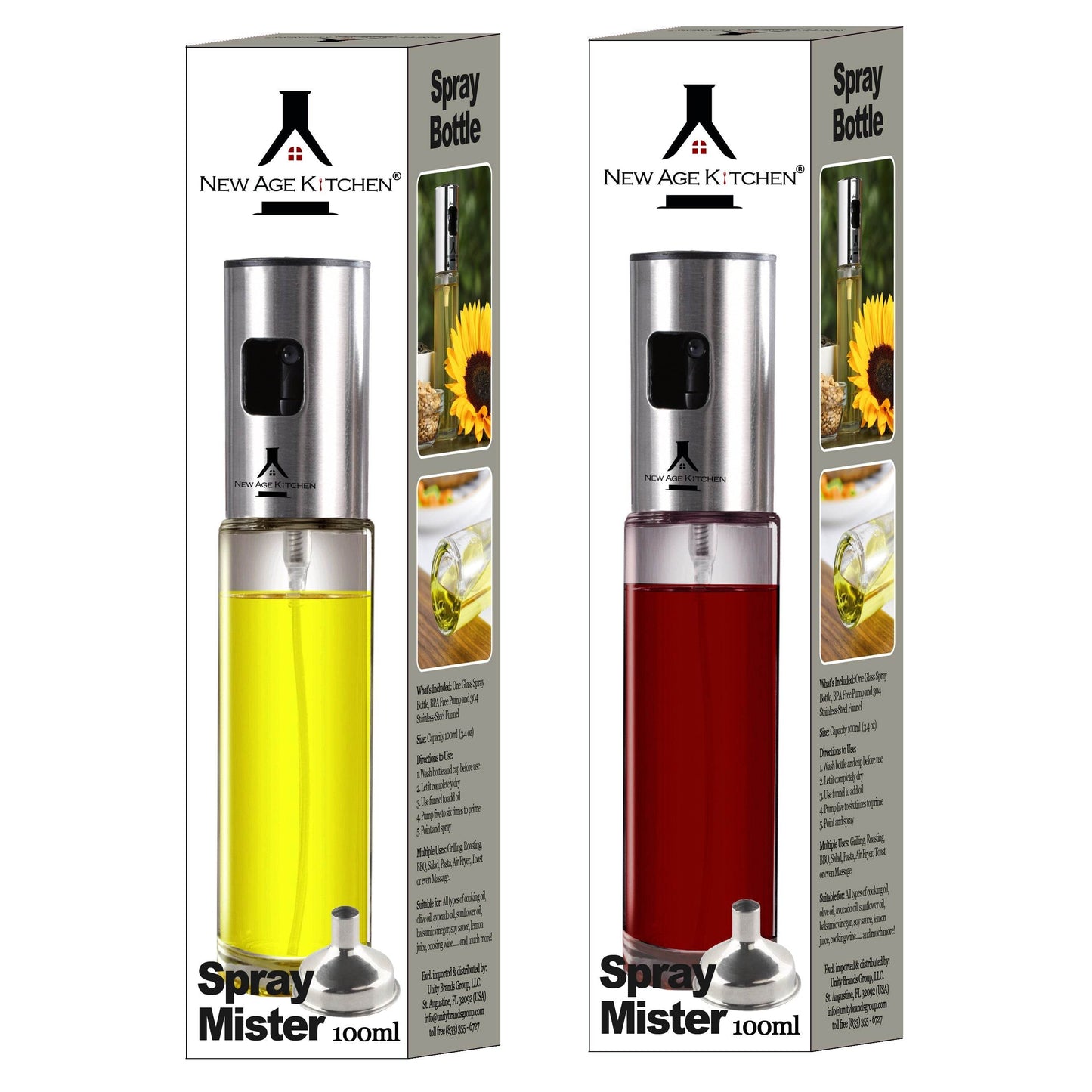 Olive Oil Sprayer and Mister, 100ml Glass Spray Bottle for Salad, BBQ, Baking - Aleta Farms