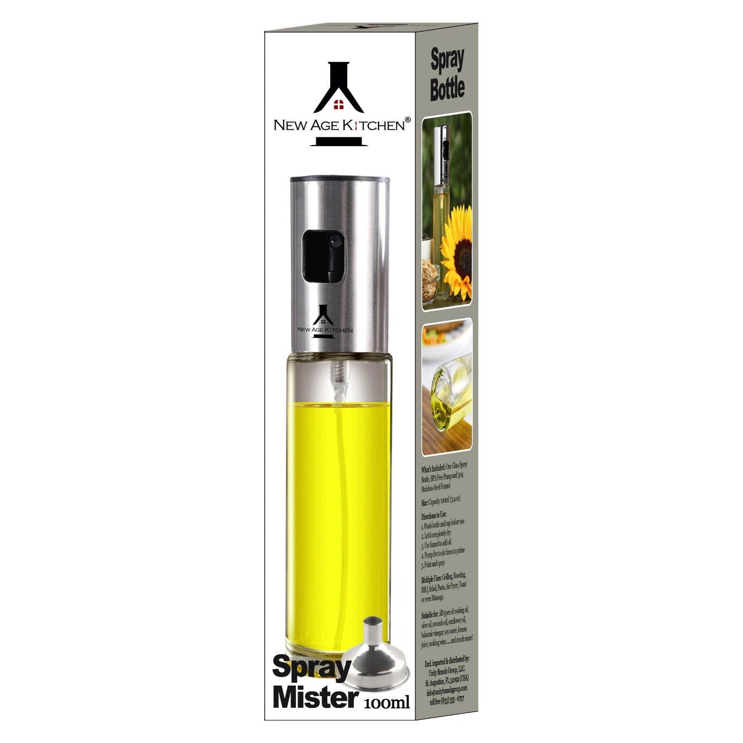 Olive Oil Sprayer and Mister, 100ml Glass Spray Bottle for Salad, BBQ, Baking - Aleta Farms