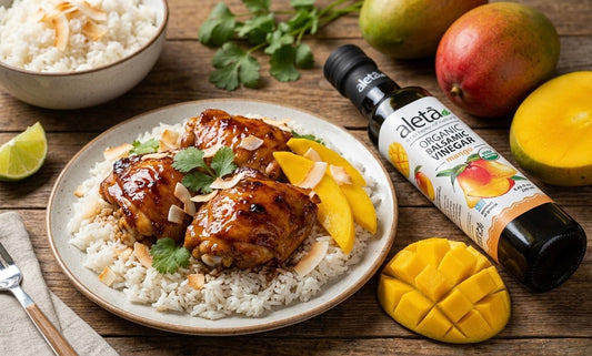 Mango Balsamic Glazed Chicken & Coconut Rice
