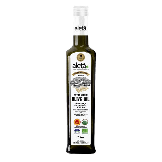 Aleta Organic & PDO Extra Virgin Greek Olive Oil, 2025 Gold Award, 17 oz. Bottle - Aleta Farms