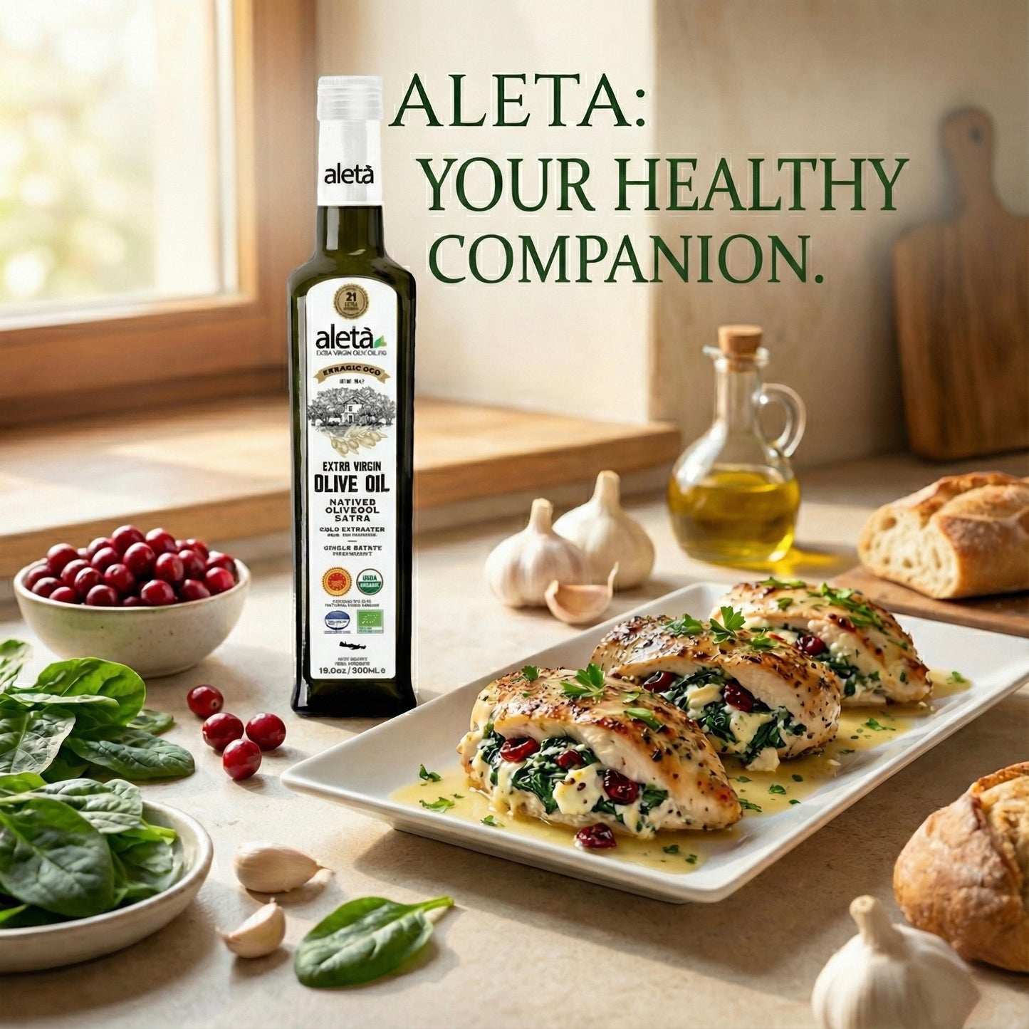 Aleta Organic & PDO Extra Virgin Greek Olive Oil, 2025 Gold Award, 17 oz. Bottle