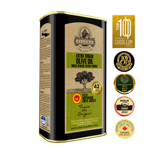 Traceable & Single Estate Greek Extra Virgin Olive Oil, Kosher & PDO Certified, 33.8 oz.
