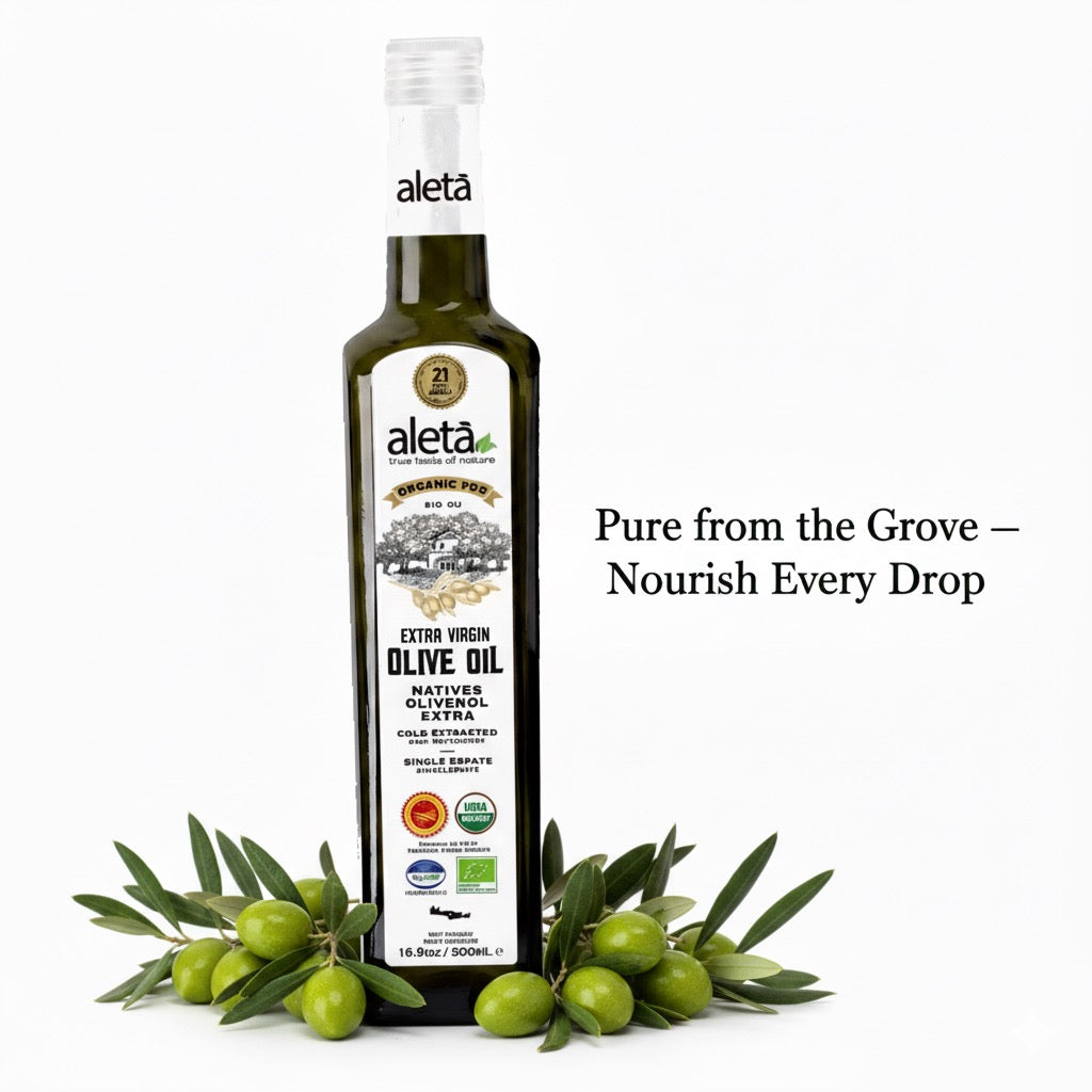 Aleta Organic & PDO Extra Virgin Greek Olive Oil, 2025 Gold Award, 17 oz. Bottle