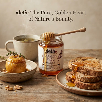 Aleta Organic Multifloral Cretan Honey, Superfood Delight, Luxury Gift Box w/ Dipper, Private Reserve, 450g (1lbs) Unity Brands Group