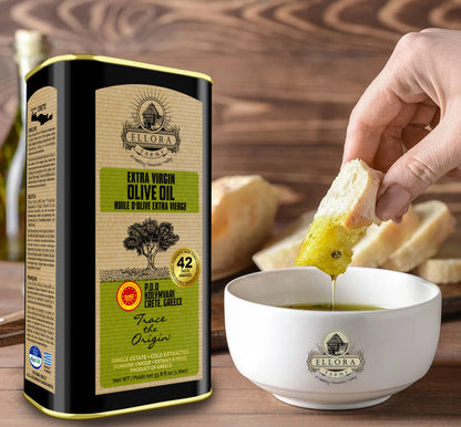 Traceable & Single Estate Greek Extra Virgin Olive Oil, Kosher & PDO Certified, 33.8 oz.