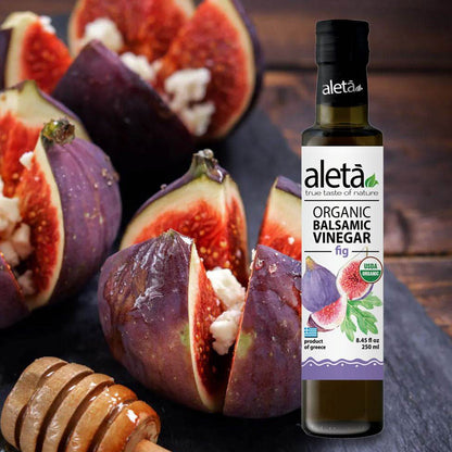 Aleta Organic, Fig Infused Balsamic Vinegar, Glass Bottle, 8.45 oz. - Aleta Farms