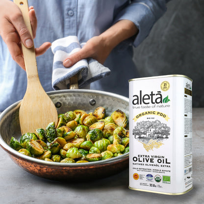 Aleta Organic & Ellora PDO SITIA Single Estate Extra Virgin Greek Olive Oil, 1 Ltr Tin, 33.8 oz. Combo