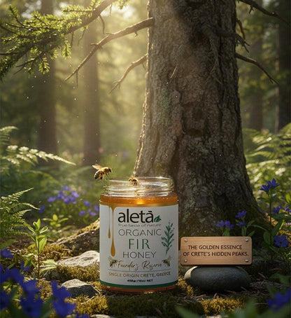 Aleta Organic Rare FIR Honey, Single Origin Crete, Greece, Superfood Founders Reserve, 450g (1lb)