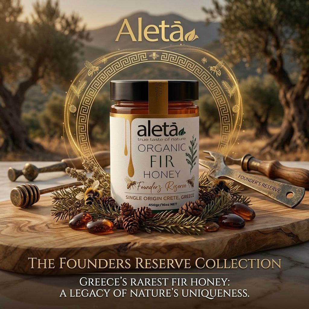 Aleta Organic Rare FIR Honey, Single Origin Crete, Greece, Superfood Founders Reserve, 450g (1lb)