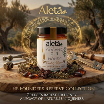 Aleta Organic Rare FIR Honey, Single Origin Crete, Greece, Superfood Founders Reserve, 450g (1lb)