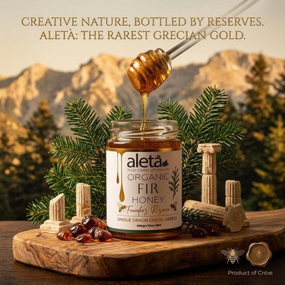 Aleta Organic Rare FIR Honey, Single Origin Crete, Greece, Superfood Founders Reserve, 450g (1lb)