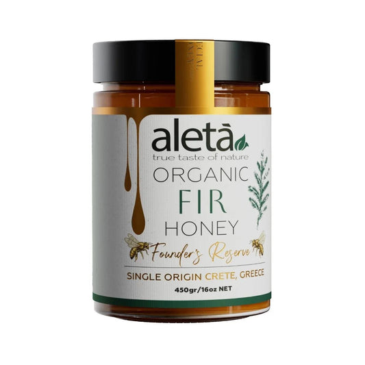 Aleta Organic Rare FIR Honey, Single Origin Crete, Greece, Superfood Founders Reserve, 450g (1lb)