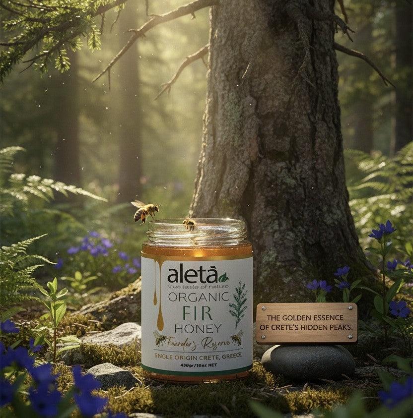 Aleta Organic Rare FIR Honey, Single Origin Crete, Greece, Superfood Founders Reserve, 450g (1lb)
