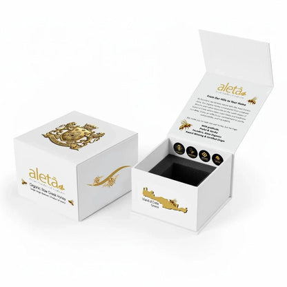 Aleta Organic Rare Pine Honey Gift, Single Origin Superfood, Signature Collection, Gift Box w/ Dipper, 450g (1lb)