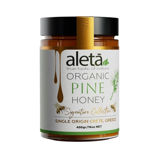 Aleta Organic Rare Pine Honey, Single Origin Crete, Greece, Superfood Signature Collection, 450g (1lb)