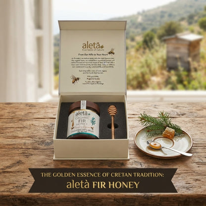 Aleta Organic Rare FIR Honey Gift, Single Origin Superfood, Founders Reserve, Gift Box w/ Dipper, 450g (1lb) Unity Brands Group