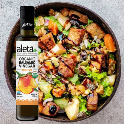 Aleta Organic, Infused Balsamic Vinegar, Plain & Mango Pack, Glass Bottle, 8.45 oz., Pack of 2