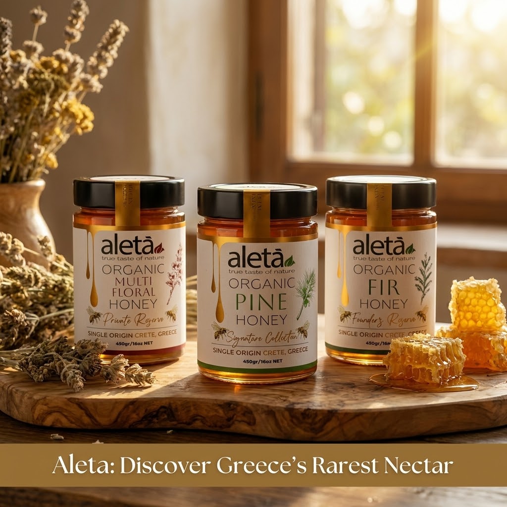 Aleta Organic FIR Rare Greek Honey, Natures Superfood from Crete, loaded with antioxidants, Founders Reserve, 450g (1lb) Unity Brands Group