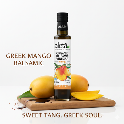 Aleta Organic, Infused Balsamic Vinegar, Mango & Blueberry Pack, Glass Bottle, 8.45 oz., Pack of 2