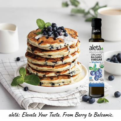 Aleta Organic, Infused Balsamic Vinegar, Mango & Blueberry Pack, Glass Bottle, 8.45 oz., Pack of 2