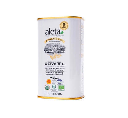 Aleta Organic & PDO Single Estate Traceable Extra Virgin Greek Olive Oil, 500 ml (17 oz) Tin