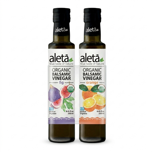 Aleta Organic, Infused Balsamic Vinegar, Orange & Fig Pack, Glass Bottle, 8.45 oz., Pack of 2