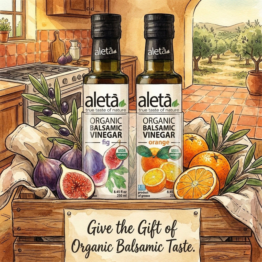 Aleta Organic, Infused Balsamic Vinegar, Orange & Fig Pack, Glass Bottle, 8.45 oz., Pack of 2