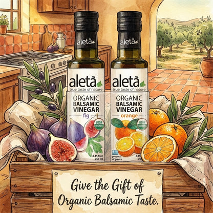 Aleta Organic, Infused Balsamic Vinegar, Orange & Fig Pack, Glass Bottle, 8.45 oz., Pack of 2