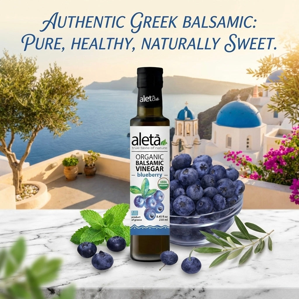 Aleta Organic, Infused Balsamic Vinegar, Mango & Blueberry Pack, Glass Bottle, 8.45 oz., Pack of 2